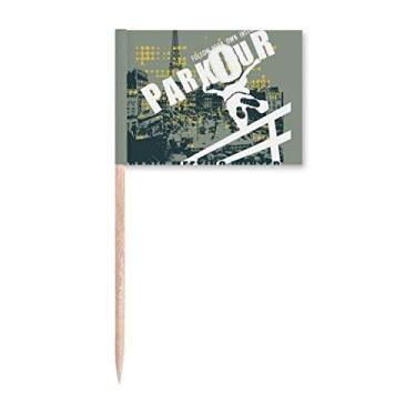 Imagem de Bandeira de palito de dente Graffiti Street Hip-Hop Paris Pattern Topper Decoração de festa