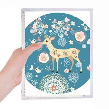 Imagem de Caderno de decoração de cervos com flor azul animal diário de folhas soltas recarregável, papelaria