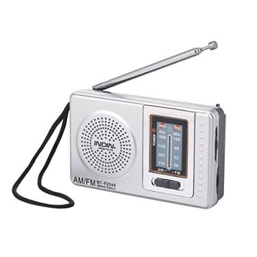 Imagem de BC-R2048 Mini rádio AM FM 2 bandas Receptor de rádio portátil rádio de bolso embutido alto-falante com entrada para fone de ouvido antena telescópica