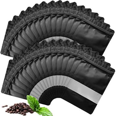 Imagem de TOCKONIMN Bolsa de pé à prova de cheiro, saco comestível, embalagem para armazenamento de alimentos, embalagem com 100 recipientes resseláveis para doces, sacos ziplock seláveis a quente com janela