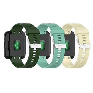 Imagem de Lemspum Pulseiras esportivas de silicone de substituição compatíveis com Garmin Forerunner 30,35 GPS Acessórios para relógio de corrida com kits de ferramentas à prova d'água (bege, azul-petróleo e