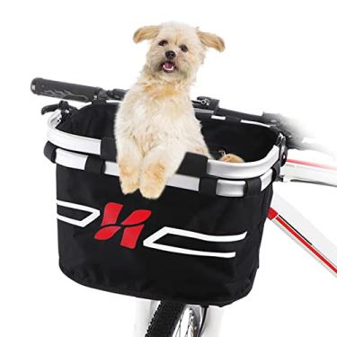 Imagem de Alforje de bicicleta,Lianai Cesta dianteira da bicicleta Dobrável Cesta do guidão da bicicleta Pet Cat Dog Carrier Bag Shopping Pendulares
