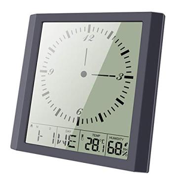 Imagem de Relógio de parede Relógio Despertador com Função Umidade Temperatura Data Semana Exibição Sonolência para Quarto de cabeceira