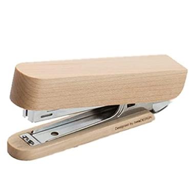 Imagem de GTTBL Grampeador de mesa de madeira para estudantes e escritório, grampeador portátil multifuncional