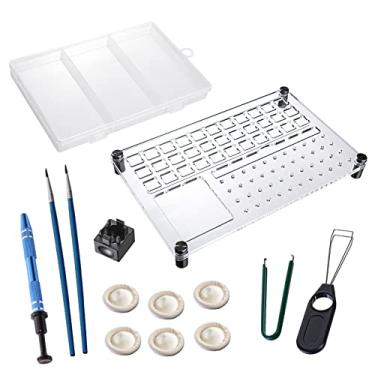 Imagem de Gliging Testador de interruptor de estação de lubrificante 33 abridores de teclado de plataforma de remoção de plataforma dupla de acrílico DIY para teclado mecânico Gateron Cherry personalizado (kit de lubrificação A)