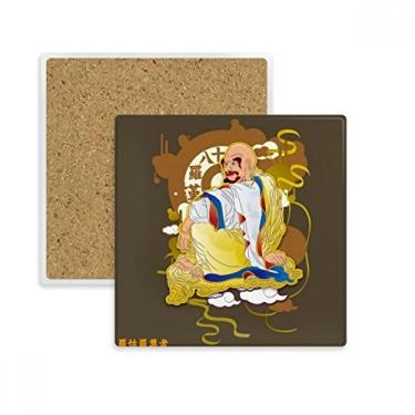 Imagem de Culture Eighteen Arhats Padrão Ilustração Quadrada Porta-copos Porta-copos Caneca Suporte Subplaca Pedra de Isolamento