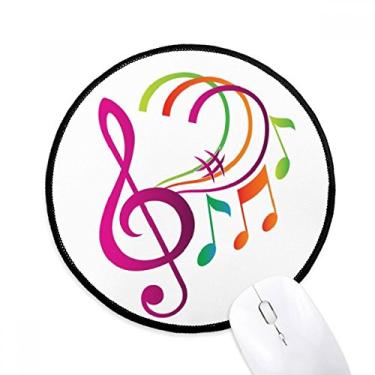 Imagem de Mouse pad Music Notation verde laranja rosa mesa escritório tapete redondo para computador