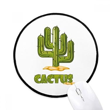 Imagem de Mouse pad de planta verde para suculentas de cacto, tapete redondo para escritório
