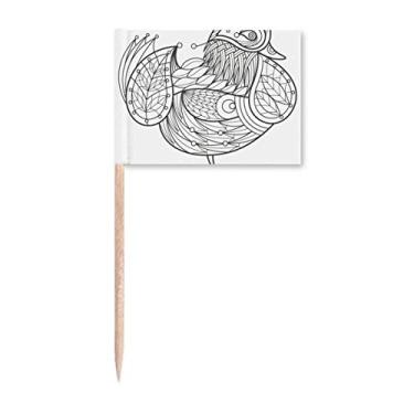 Imagem de Pintura de pássaro Flying Line Art Deco, presente moderno com bandeiras de palito de dentes, enfeite de festa