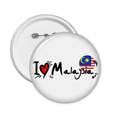 Imagem de I Love Malaysia Palavra Bandeira Love Coração Ilustração Pinos Redondos Emblema Emblema Acessório Decoração 5 peças