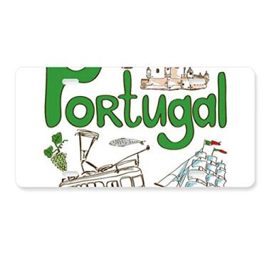 Imagem de DIYthinker Placa de licença com símbolo nacional de Portugal em aço inoxidável para decoração de carro