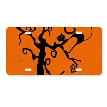 Imagem de DIYthinker Árvore de gato Halloween Hallowmas placa de carro laranja decoração aço inoxidável