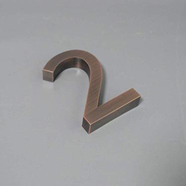Imagem de Placa de casa flutuante 3D de 12,7 cm, número 0-9 letra ABC exterior metal aço inoxidável cor cobre vermelho placa de porta alfabeto placa digital moderna endereço casa apartamento de hotel, montagem com parafuso