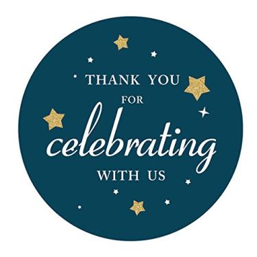 Imagem de Adesivos Blue Thank You Twinkle Twinkle Little Star ou Space, Boy Baby Shower ou Kids Birthday Party Etiquetas, 5 cm, pacote com 40