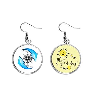 Imagem de Brinco de flor de sol com bússola ao redor do norte do sul