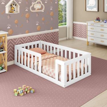 Imagem de Mini Cama Montessoriana Com Grade Giulia Casatema Branco