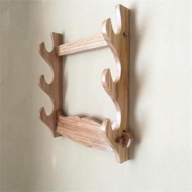 Imagem de Suporte De Espada Montado Na Parede, Suporte De Exibição De Madeira Maciça De 3 Camadas, Gancho De Espada, Suporte De Espada De Madeira Para Katana, Flauta, Sabre De Luz, Varas De Pesca,Hilarious1