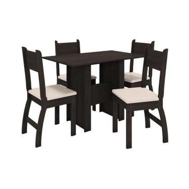 Imagem de Conjunto Mesa de Jantar Milano 1,08m com 4 Cadeiras  Amendoa/Savana - Poliman