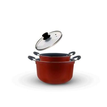 Imagem de Kit 2 Caçarolas Vermelha Tamanho Família Antiaderente Tampa