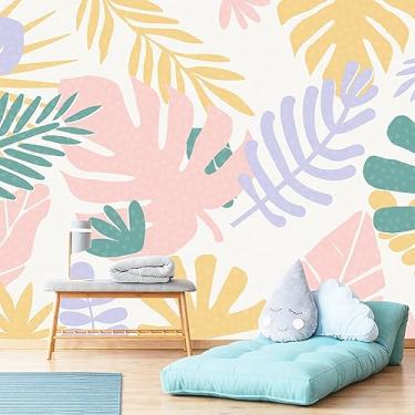 Imagem de Papel de Parede Painel Folhagem Floral Tons Pasteis 6 rolos - 9m²