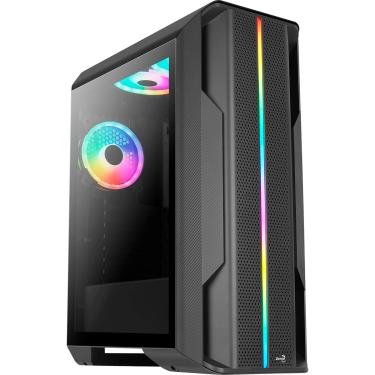 Imagem de Gabinete Gamer Aerocool Splinter, ATX, RGB, 3x FAN, Lateral de Vidro, Preto