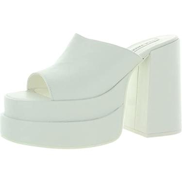 Imagem de Steve Madden Sandália feminina de salto Cagey, Couro branco, 10