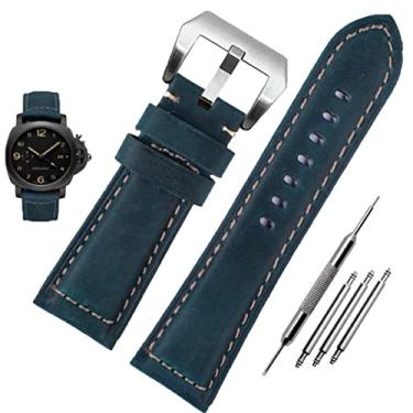 Imagem de Niziruoup Pulseira de relógio de 22 mm de couro de grão superior compatível com pulseira de relógio Panerai, pulseira de relógio de substituição de couro genuíno vintage para homens