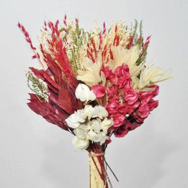 Imagem de Buquê de flores desidratadas vermelho e verde
