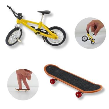 Imagem de Kit Skate de Dedo Com Bicicleta de Dedo, Skate de dedo Com Lixa e Shapee em Metal, Bicicletinha de dedo, Brinquedos de Dedo.