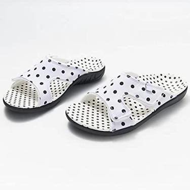 Imagem de Chinelos Sandálias casuais de verão para mulheres sapatos de cunha deslizantes para senhoras slip on padrão calçado de praia feminino, Branco, preto, 43 M EU
