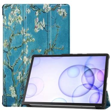 Imagem de ZZOUGYY Capa de tablet para Samsung Galaxy Tab S6 10.5 T860 T865 T867 (versão 2019), capa de couro ultrafina com suporte para Galaxy Tab S6 2019 SM-T860 SM-T865 SM-T867 10,5 polegadas (KST-flor de