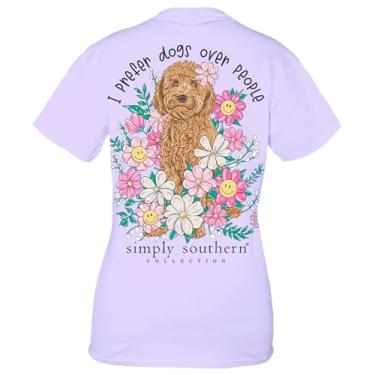 Imagem de Camiseta feminina de manga curta com ajuste relaxado | Tema animal | Camiseta feminina elegante e elegante, I Prefer Dogs Over People, XXG