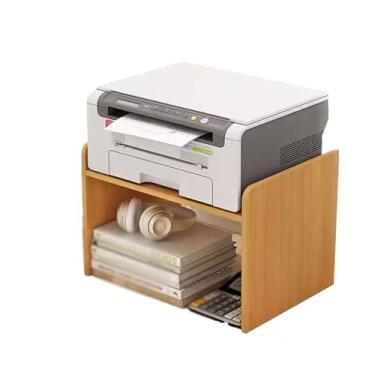 Imagem de GRFIT Suporte de impressora, prateleira de mesa, prateleira de escritório, prateleira elevada, prateleira de armazenamento dupla, estante pequena, impressora de mesa (cor: amarelo)