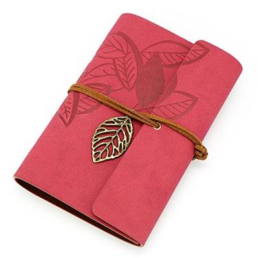 Imagem de EvZ 17,8 cm vintage vermelho escuro PU capa de couro PU folha solta caderno em branco diário presente