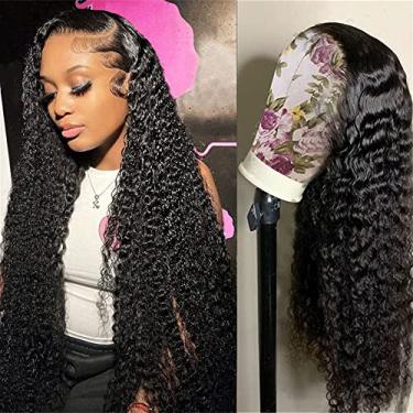 Imagem de Perucas de cabelo humano ondulado profundo frontal 33 x 10 cm, cabelo humano 150% densidade sem cola, perucas encaracoladas para mulheres negras, cor natural (81 cm, peruca ondulada profunda de 33 x 10 cm)