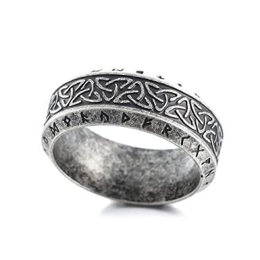 Imagem de Sinoyp Anel de mitologia nórdica de aço inoxidável viking anel de alfabeto ancião futhark, Aço inoxidável, Sem pedra preciosa