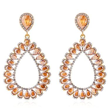 Imagem de Brincos de pressão de cristal de strass grande gota / clipe cruz brincos para mulheres adolescentes meninas hipoalergênicas brincos pendentes pendentes para casamento noiva festa formal presentes de dia das mães, Metal, Sem pedra preciosa