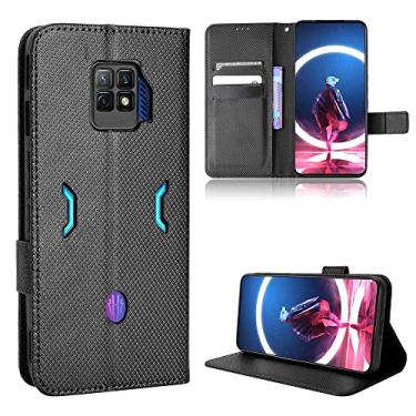 Imagem de Elubugod Capa de couro para ZTE Nubia Red Magic 7S Pro, capa flip de couro PU para ZTE Nubia Red Magic 7S Pro 5G capa preta