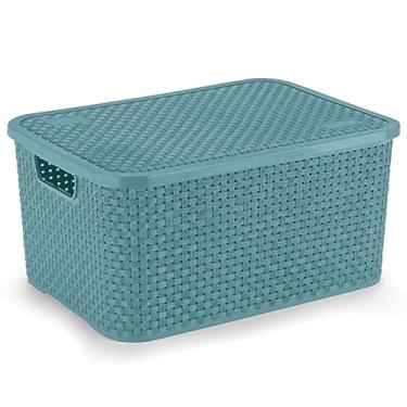 Imagem de CESTO ORGANIZADOR RATTAN GRANDE C/TAMPA VERDE