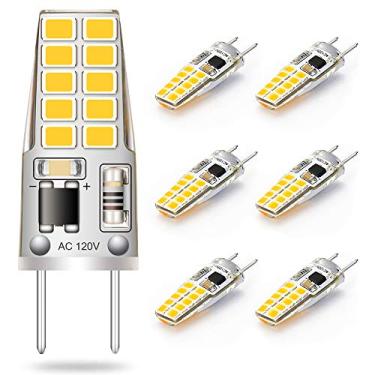 Imagem de Lâmpada LED G8 3W equivalente a T4 JCD Bi-Pin G8 Base Halogênio Lâmpada 20W-25W Regulável G8 Lâmpada 110V-120V Luz Diurna Branca 6000K para Luz de Disco, Luz Sob o Armário, Luz Sob o Balcão (Pacote com 6)