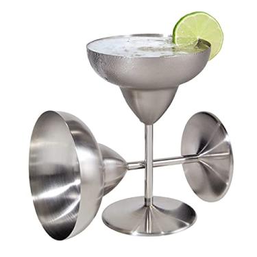 Imagem de Oggi Copos de Margarita de Aço Inoxidável – 350 ml, Conjunto de 2 – Copos de Margarita Inquebráveis, Óculos de Margarita Ideal para Ambientes Externos para Barco, RV, Festas, Copos de Coquetel Elegante e Conjunto de Presente de Vidro Margarita