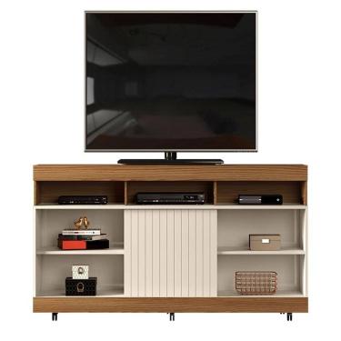 Imagem de Rack para Sala Trento 120 Carvalho Nobre Off White – DJ Móveis