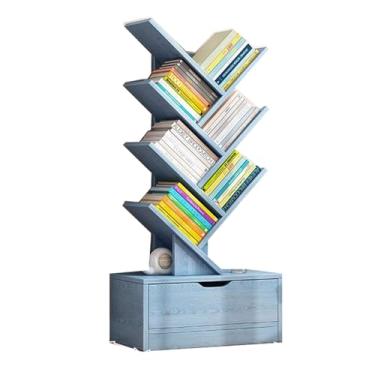 Imagem de Estante de livros independente, prateleira de árvore com armário, estante aberta industrial, prateleiras de exibição de chão, estantes utilitárias, organizador para livros, CDs, plantas