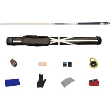 Imagem de CQBXRD Conjunto de tacos de bilhar, tacos de bilhar de madeira, tacos de sinuca, tacos de sinuca, taco de sinuca de madeira para bar de bilhar, taco de bilhar feito à mão (taco de bilhar + acessórios