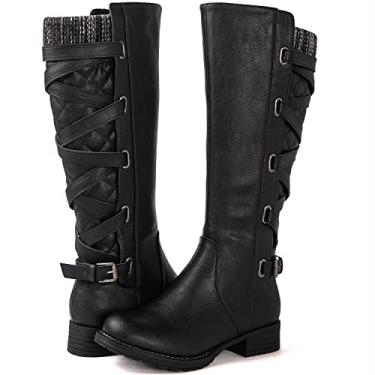 Imagem de GLOBALWIN Botas femininas acolchoadas na altura do joelho com tiras para mulheres, 21yy10 Preto4, 37