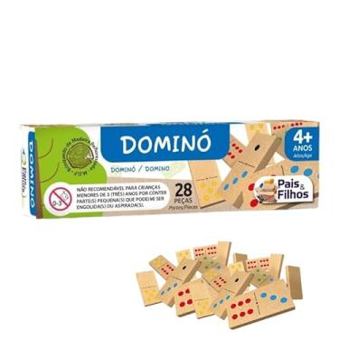 Imagem de Brinquedo Pedagógico Educativo Em Madeira Jogo De Dominó Clássico 28 Peças