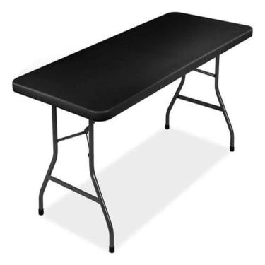 Imagem de Mesa Dobrável Aço E Plástico 180x90x70cm Preta - Maxchief