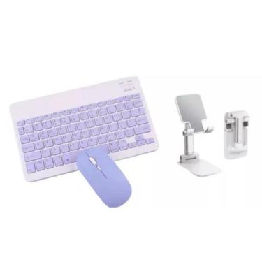 Imagem de Teclado E Mouse Bluetooth + Suporte Para Tablet Galaxy Tab S6 Lite - F