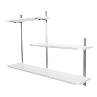 Imagem de Nicho Prateleira Parede Leeds Decoração - Loja da Isa, Prata/Branco