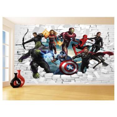Imagem de Papel De Parede 3D Vingadores Entrando Quarto 3,5M Nhma111 - Você Deco